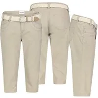 SUBLEVEL Bermudas Damen Short Bermuda 3/4 Hose Sommer Chino Stoff Hose mit Gürtel Capri