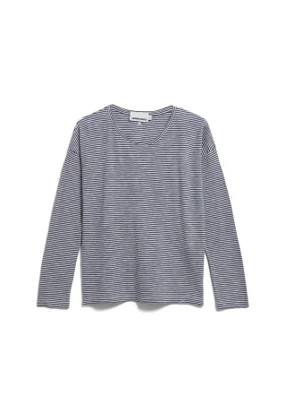 Armedangels - XIANAA STRIPE LONGSLEEVE oatmilk-blue noon - Gr. - S