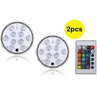 7even Discolicht LED Untersetzer mit Fernbedienung (Doppelpack) 2 Stück