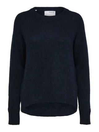 selected women - SLWLULU LS KNIT O-NECK NOOS Dark Sapphire - Gr. - S