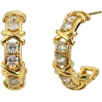 KARMA Creolen-Set Ohrringe Damen Halbcreolen mit Zirkonen besetzt wasserfest (Funkelnder Schmuck, 2-tlg., Damenschmuck Kreolen), Funkelnd, Gold oder Silber (2 cm)