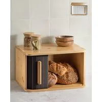 Praknu Brotkasten Brotkasten klein aus FSC® Holz mit Schiebetür - Brotaufbewahrung, Bambus, FSC® Holz - Platzsparend und stilvolle Brotbox für längere Frische