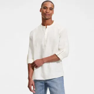 Grandad-Hemd aus reinem Leinen, Herren,  Weiß, Leinen, by Lands' End