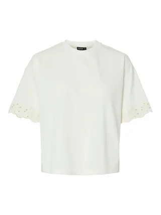 PIECES - PCCHILLI SUMMER SS BRODERI TEE JRS BC Cloud Dancer - Gr. - XS