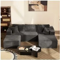 LITBIRD Ecksofa U-förmig 272x175x61 cm, modulares Oversize-Schlafsofa, montagefrei, mit Recamiere, extra tief sitzend, als Schlafsofa nutzbar