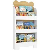 AIYAPLAY Regal mit 3 Ablagen, für Spielzeug Bücher, Kinderregal aus Holz 1-tlg., für Kinderzimmer Spielzimmer 55x15x110cm Weiß