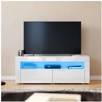SONNI TV-Schrank TV Lowboard 120x40x45 Weiß Hochglanz mit LED-Beleuchtung 12 Led Farben sideboards