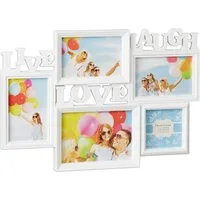 relaxdays Staffelbilderrahmen Bilderrahmen Live Love Laugh, weiß