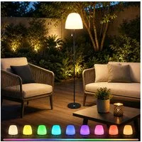 PRIISF LED Solarleuchte Outdoor Solar Stehlampe Solarlampen Dimmbar Stehleuchte USB Aufladbar, Höhenverstellbar, mit Lichtsensor IP65 Wasserdicht kabellos Straßenlaternen, Innen LED Stehleuchte Farbwechsler Standleuchte Leselampe Wohnzimmer Deckenflu