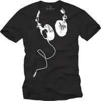 MAKAYA Print-Shirt Herren Musik T-Shirt DJ Kopfhörer Headphones Bandshirt Männer Jungs mit Print