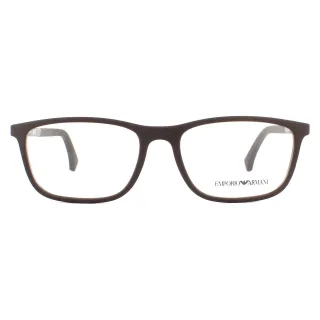 Emporio Armani Rechteckig Gummi Braun Herren Brillenrahmen