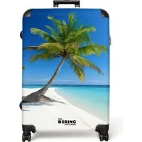 NoBoringSuitcases.com© Hartschalen-Trolley Palmen am Strand 77 cm - 98 L, 8 Rollen, Koffer Groß für 30kg, Trolley, Rollkoffer, Reisekoffer
