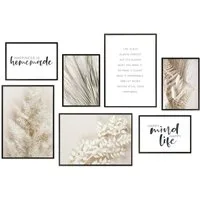 Hyggelig Home Poster Trockenpflanzen - Premium Poster Set ONE & MIT Rahmen - 7 Wandbilder, Natur (Set, 7 St), Collage Happiness, Qualitätsdruck dickes Papier