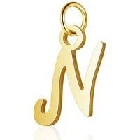 BUNGSA Anhänger Set Anhänger Buchstaben Gold aus Edelstahl Unisex N (1 Armband, 1-tlg), Pendant Halsketten