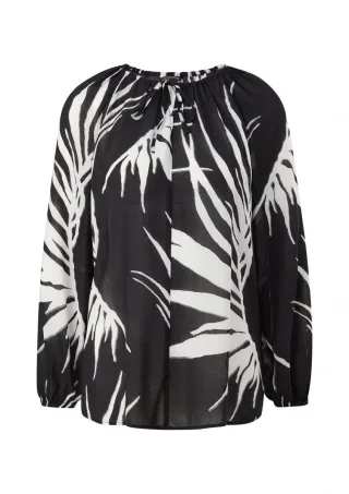 comma CI - Viskosebluse mit Allover-Print schwarz - Gr. - 34