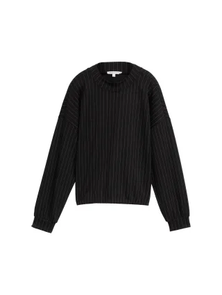 Denim Tom Tailor - Sweatshirt mit Nadelstreifen black grey pinstripe - Gr. - M