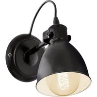 EGLO Wandleuchte PRIDDY Wandlampe, Stahl, schwarz, E27, Industrial, ohne Leuchtmittel, Wohnzimmerlampe, Esszimmerlampe, 1 flammig, Retro, Vintage, 21,5x20cm