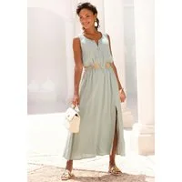 LASCANA Midikleid mit Reißverschluss am Ausschnitt aus Webware leichtes Sommerkleid, Strandkleid, Viskosekleid