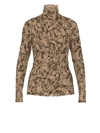 Marc Cain Collections - Shirt mit Samt-Beflockung tannin - Gr. - 36