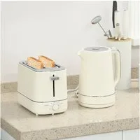 HOMCOM Toaster Set aus 1,7 L, 2 Schlitze, für 2 Scheiben, 2200 W, Wasserkocher und Toaster mit 6 Bräunungsstufen, Stahl, eige