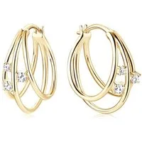 ROUGEMONT Paar Creolen Funkelnde Moissanit Damen Creolen Ohrringe mit Zertifikat Gold, Hypoallergen
