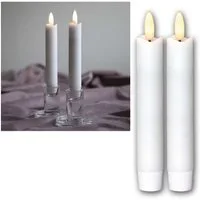 STAR TRADING LED-Kerze LED Stabkerzen "Flamme", 2er Set, weiß, 15x2cm, warmweiß