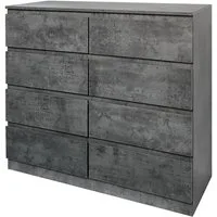 HTI-Living Kommode Kommode 8 grifflose Schubladen Thekla Beton (Stück, 1 St., 1 Kommode), Sideboard