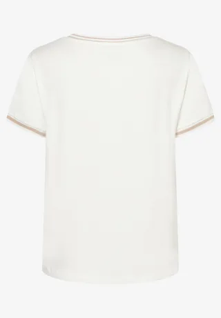 MORE & MORE - Blusenshirt mit Kontrastabschlüssen weiß - Gr. - 42