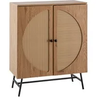 furnicato Sideboard Geflecht 80x103x39 cm Braun (1 St), Verstellbare Einlegeböden Highboard mit 6 Fächern für dein Wohnzimmer