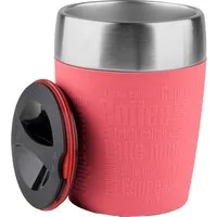 Emsa Thermobecher Travel Cup, 1-tlg., Edelstahl, Silikon, 0,2 Liter, Edelstahl, Trink- und Eisbecher, gummierte Manschette