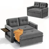 YOUDENOVA Sofa 3-in-1-Schlafsofa mit Auszieh- und Bettfunktion, 135x70x93cm, 1 Teile, mit Praktischer Ausstattung (Klapptisch & Seitentaschen)