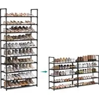 SONGMICS Schuhregal Schuhschrank, für 20 Paar Schuhe und Stiefel, mit 10 Ebenen,Metallgestell,Schuhablage