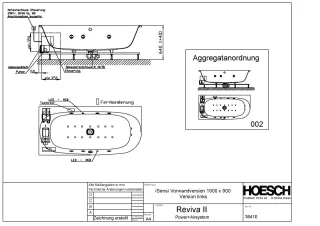 Hoesch Monolith Einbau Whirlwanne iSensi Vorwand 1900x900 links mit Reviva II 3841E.010305002