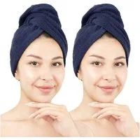 HAMMETEX Turban-Handtuch 2er Set Haarturban Damen, 100% Baumwolle, Flauschig & Schnelltrocknend, Frottier (Set, 2-St), Uni-Farben, weich