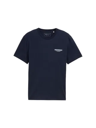 Denim Tom Tailor - Basic T-Shirt mit Logo-Print nautical navy - Gr. - L