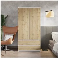 Furnica Kleiderschrank Garderobenschrank, 2 Türen und 2 Schubladen H180 x B90 x T50cm