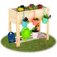 ITA Hochbeet Hochbeet 80x37x78 cm mit 1 Ebene und Ablage Gartenbeet Kräuterbeet (1 St), Wetterfest, mit Innenfolie, für Garten, Terrasse, Balkon