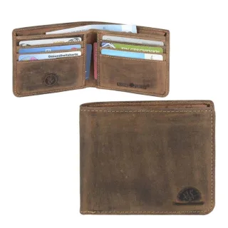 Greenburry Herrenbörse Vintage flach ohne Münzfach | Leder antikbraun