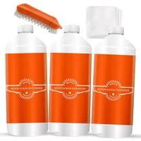 BEKATEQ LS-565 Rostflecken Entferner für Stein & Beton inkl. Bürste Rostentferner (250ml + Bürste, [3-St. Steinreiniger Rostentfernung Terrasse Stein Fliesen Beton Pflaster wirkt selbsttätig Flugrost Acryl Wachs)
