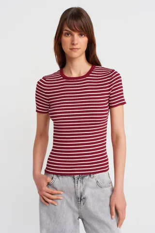 Gestreifte Rippstrickbluse