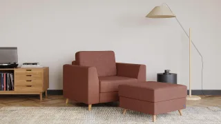 BRUNO Schlafsessel 70cm in Hazelnut | praktische Größe | stabiles Massivholz & Boxspringkomfort