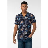 Urban Surface Kurzarmhemd Herren Freizeithemd Allover-Print Tropical Flowers Freizeithemd, Kentkragen, Brusttasche
