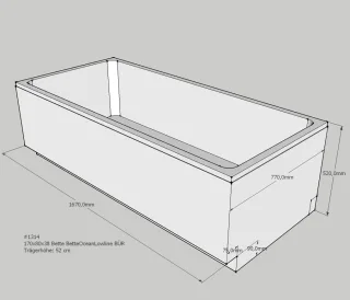 Neuesbad Wannenträger für Bette Ocean Low-Line 170x80 Fußende re/Ül.vo. SW11445