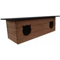 QLS Tierhaus für 2 Katzen 110x40 cm, Katzenhütte Doppelt draußen outdoor winterfest isoliert Holz