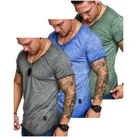 Amaci&Sons T-Shirt 3. NYC Herren 3er-Pack T-Shirts (3er-Pack) Herren Basic Oversize T-Shirt mit V-Ausschnitt