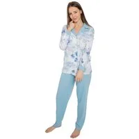 Consult-Tex Pyjama Damen Pyjama Schlafanzug DW746 (Spar-Set, 1 Set) Durchgehende Knopfleiste mit Revertkragen