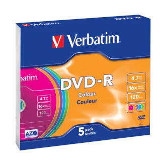 Verbatim Colours | 43557 | 5 x DVD-R - 4.7 GB 16x