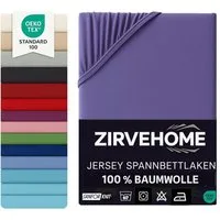ZIRVEHOME Spannbettlaken 90x200 cm. Jersey Spannbetttuch 100% Baumwolle Bettlaken, Jersey, Gummizug: Rundumgummi, (1 Stück), Atmungsaktiv, Baumwolle Spannbettlaken 90x200 cm bis 25 cm Höhe, Lila