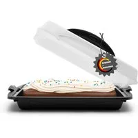 BigDean Kuchentransportbox Kuchen Transportbox Rechteckig mit 2 Tragegriffen, anthrazit, (Packung, 1-tlg., Kuchentransportbox), Blechkuchen, Muffins, Doppelter Tragegriff, Clickverschluss.