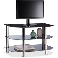 relaxdays TV-Regal Fernsehtisch Schwarzglas